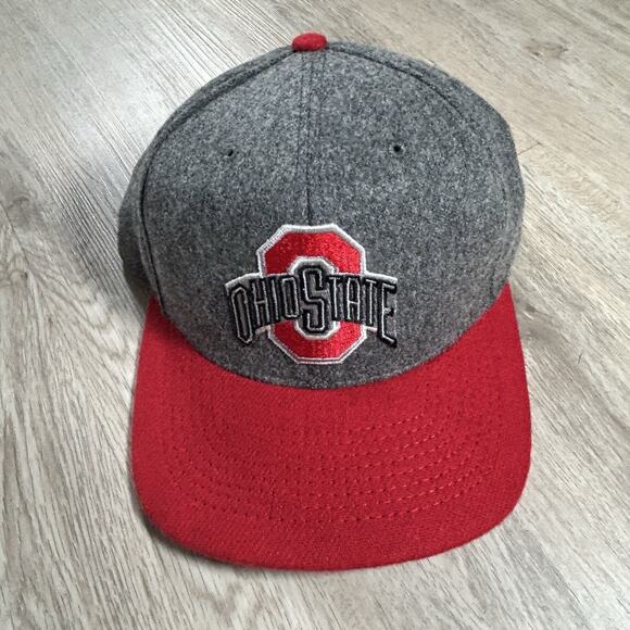 Vintage Ohio State Buckeyes Snapback Hat Gray Red Wool Made in USA Cap - Picture 1 of 8
